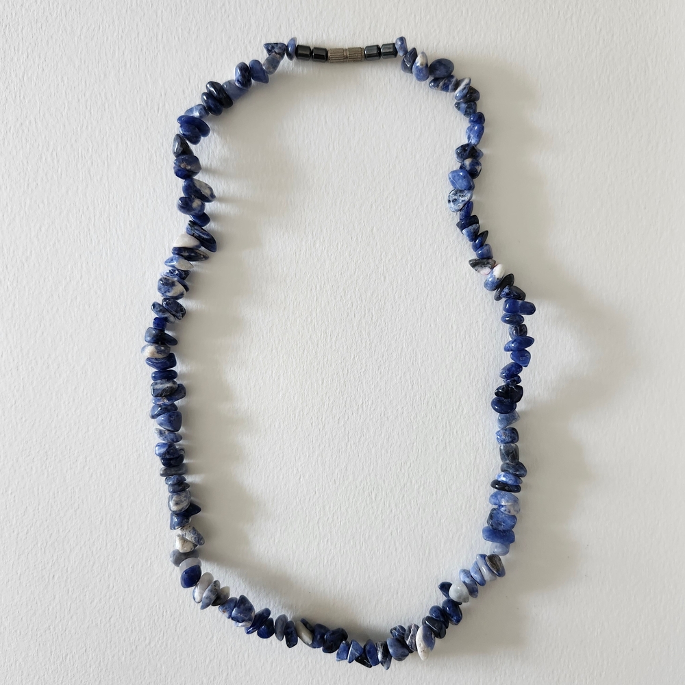 Blue Sodalite Stone Chips Beaded Necklace